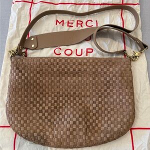 Clare V. Moyen Messenger - Clay Leather & Suede Woven Checker